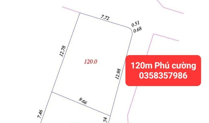 Bán đất 120m² full thổ cư ngang 9.66m giá 4.85 tỷ tại Xã Nội Bài