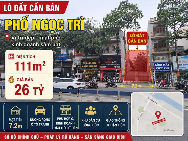🏡 BÁN ĐẤT MẶT PHỐ NGỌC TRÌ – LONG BIÊN