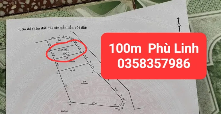 Bán đất 100m² full thổ cư ngang 6.12m giá 2.55 tỷ tại Xã Sóc Sơn