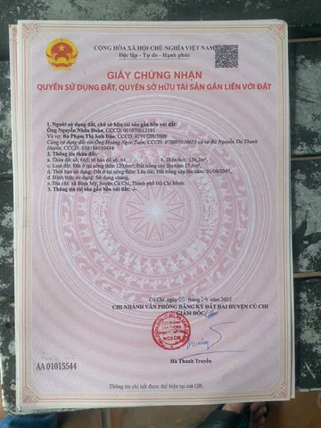 Bán đất 136m² có sẵn 120m² thổ cư ngang 5m giá 2.2 tỷ tại Xã Bình Mỹ