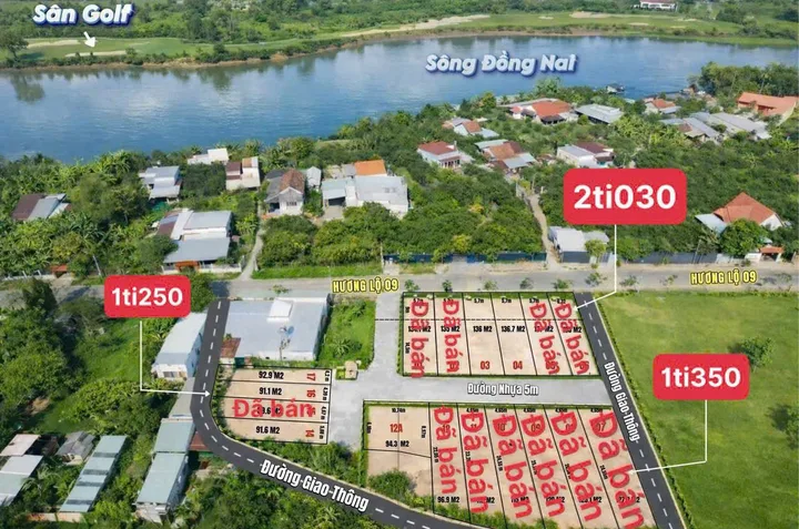 Đất nền ven sông Đồng Nai nghỉ dưỡng 4,5x23 5,7x25 sổ Hồng riêng thổ cư giá chỉ 1ty250/lô
