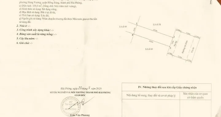 Chỉ 4,4 tỷ  lô 100m2 phân lô Đống Chuối, Hùng Vương, Hồng  Bàng, Hải Phòng