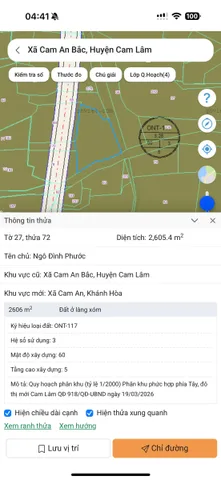 HIỀN LƯƠNG - CAM AN -- 2605M2 -- 41M MẶT TIỀN ĐƯỜNG BÊ TÔNG -- QUY HOẠCH ĐẤT Ở -- GIÁ 390 TRIỆU/SÀO