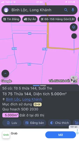 Bán đất 5000m² có sẵn 1m² thổ cư ngang 80m giá 3.5 tỷ tại Phường Bình Lộc