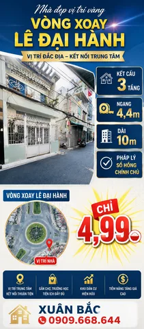 VÒNG XOAY LÊ ĐẠI HÀNH NGANG 4,4 DÀI 10 XÂY 3 TÂNG