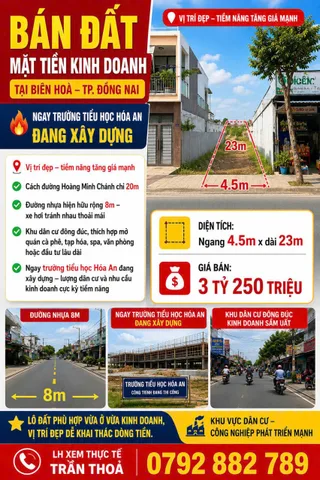 BÁN ĐẤT MẶT TIỀN KINH DOANH – TẠI BIÊN HOÀ TP. ĐỒNG NAI. LH:0792881789.