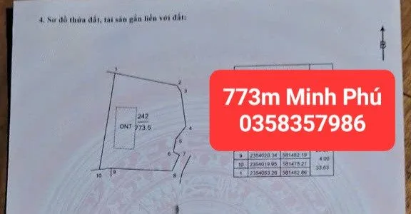 Bán đất 773m² có sẵn 100m² thổ cư ngang 33m giá 9.25 tỷ tại Xã Kim Anh