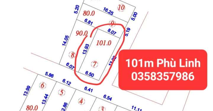 Bán đất 101m² full thổ cư ngang 8.07m giá 2.39 tỷ tại Xã Sóc Sơn