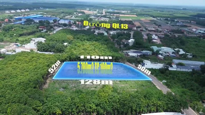 Bán Đất Mặt Tiền 5830m2 có sẵn 100 m2 thổ cư giá 4tỷ9xx  Chơn Thành 53x110