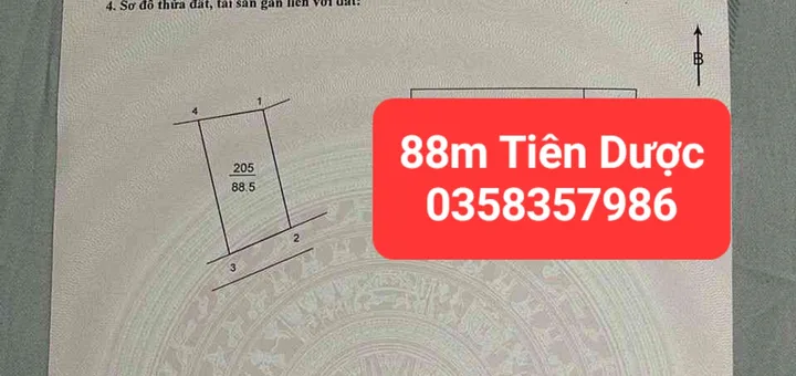 Bán đất 88m² full thổ cư ngang 6.66m giá 2.6 tỷ tại Xã Sóc Sơn