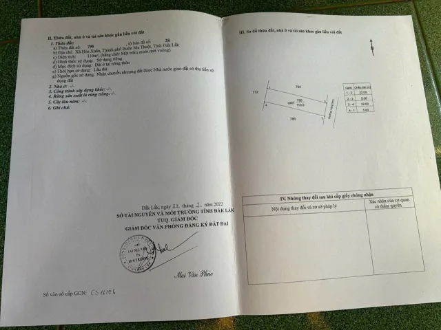 Bán đất 110m² có sẵn 60m² thổ cư ngang 5m giá 680 triệu tại Xã Hòa Phú