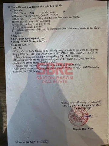 BDS HVL Bán 2 lô liền kề 20 X 25 góc 1-3 Giang Văn Minh P An Phú Tp HCM.