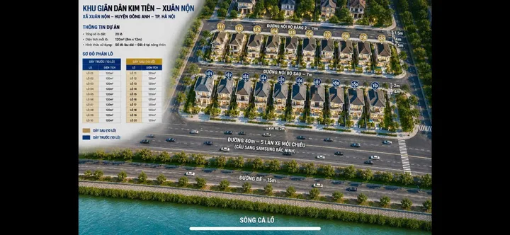 Bán đất giãn dân Kim Tiên Xuân Nộn (xã Thư Lâm) 120m2 mặt tiền 8m siêu đẹp