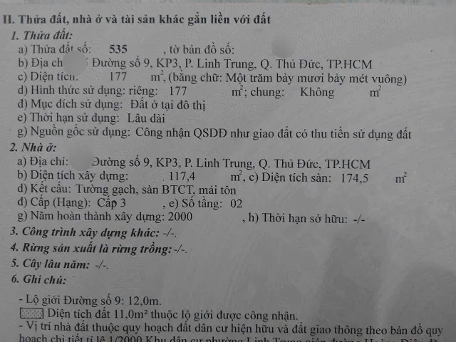 177m đất 17tỷ7  mặt tiền đường số 9 phường Linh Trung - sổ riêng không quy hoạch