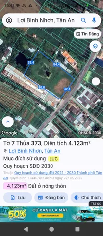 Bán đất 4122,94m² mặt tiền đường nhựa 8m, giá 27 tỷ 800 triệu phường Khánh Hậu, tỉnh Tây Ninh