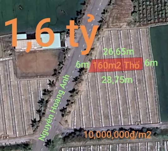 Bán đất 160m² full thổ cư ngang 6m giá 1.6 tỷ tại Xã Tân Trụ