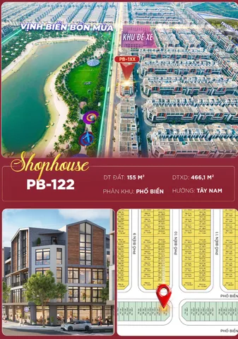 🏬 PB-122 | SHOPHOUSE 155M² – KHÔNG GIAN KINH DOANH ĐẲNG CẤP GIỮA ĐẠI ĐÔ THỊ