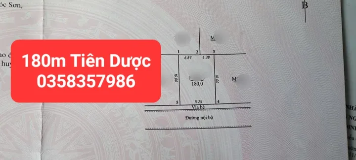 Bán đất 180m² full thổ cư ngang 11.25m giá 10.05 tỷ tại Xã Sóc Sơn