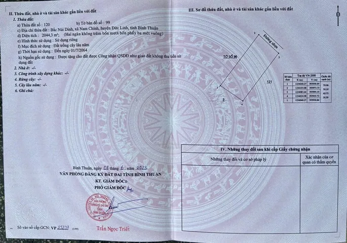 Đất vườn mặt tiền nhựa trục chính Núi Dinh
