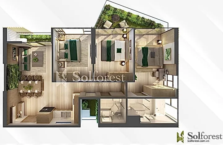 Bán căn hộ có sân vườn, full đồ nội thất đẹp châu âu