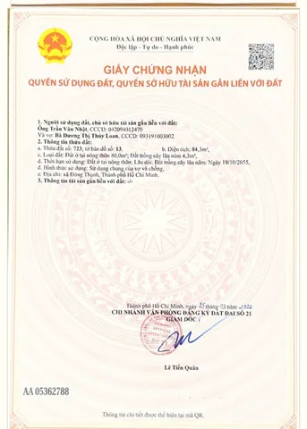 Bán đất 84m² có sẵn 80m² thổ cư ngang 5m giá 2.7 tỷ tại Xã Đông Thạnh