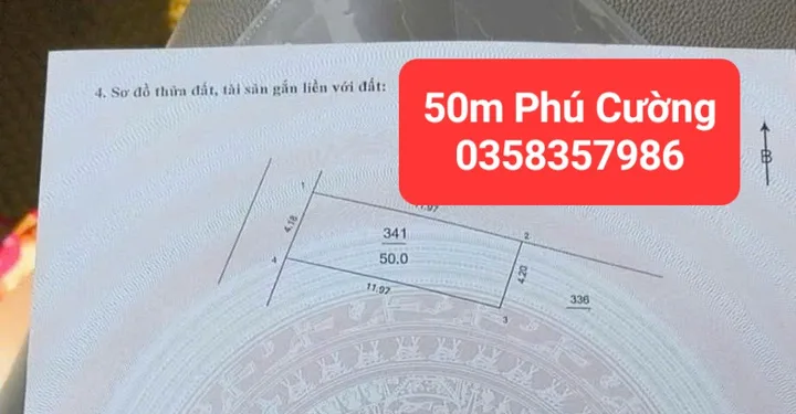 Bán đất 50m² full thổ cư ngang 4.2m giá 1.85 tỷ tại Xã Nội Bài