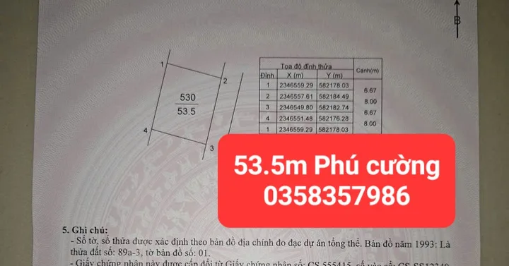 Bán đất 53.5m² full thổ cư ngang 8m giá 2.1 tỷ tại Xã Nội Bài