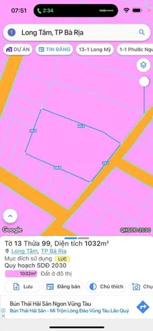 - 1.000m2 có 300m2 thổ cư, Phường Long Tâm, TP Bà Rịa , Khu Trại Ếch
