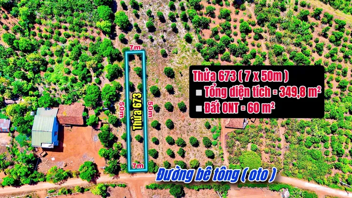 Bán đất 349m² có sẵn 60m² thổ cư ngang 7m giá 400 triệu tại Xã Tam Giang
