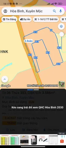 Đất xã Hòa Bình, huyện Xuyên Mộc (cũ) thuộc xã Hòa Hội, Tp Hồ Chí Minh