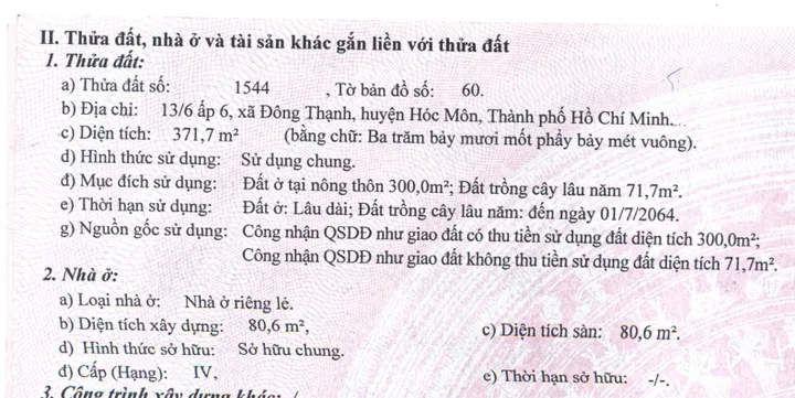 Bán đất 371m² có sẵn 300m² thổ cư ngang 19m giá 10.5 tỷ tại Xã Đông Thạnh