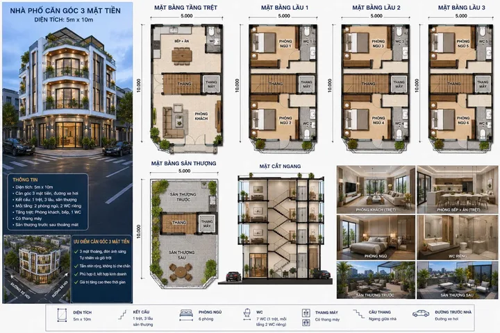 CĂN GÓC 3 MẶT TIỀN 6 PHÒNG NGỦ CÓ THANG MÁY QUẬN 4