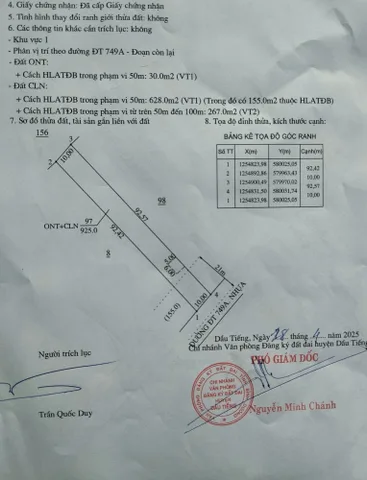 Bán đất 925m2 có sẵn 100m2 thổ cư, ngang 10m giá 2 tỷ 2 ơi xã Long Hòa huyện Dầu Tiếng