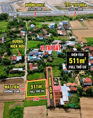 🏡 BÁN ĐẤT FULL THỔ CƯ – GẦN TRUNG TÂM TUY HÒA 🌿

📍 Thôn Đông Phước, xã Hòa An, huyện Phú Hòa, tỉnh Phú Yên
🚗 Chỉ cách trung tâm TP Tuy Hòa khoảng 1,5km
🛣️ Cách đường DH21 khoảng 150m
🚘 Đường rộng rãi, xe hơi tránh nhau thoải mái

📐 Diện tích: 511m²