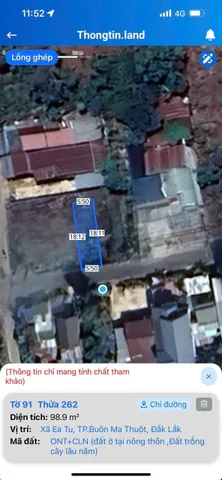 BÁN ĐẤT MT ĐẸP EATU, 5,5m GIÁ 1TỶ 250, SHR