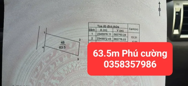 Bán đất 63.5m² full thổ cư ngang 5m giá 2.33 tỷ tại Xã Nội Bài