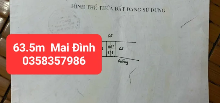 Bán đất 63.5m² full thổ cư ngang 4.2m giá 4.4 tỷ tại Xã Sóc Sơn