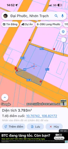 Bán đất 3800m² có sẵn 1114m² thổ cư ngang 55m giá 61 tỷ tại Xã Đại Phước