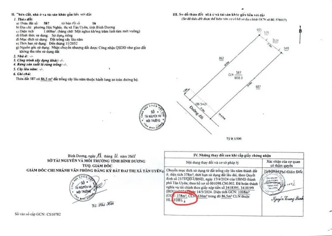 BÁN ĐẤT 1008m2 , NGANG 17.5mTHOOR CƯ 378m2 GÚA 8 tỷ TẠI HỘI NGHĨA TÂN UYÊN