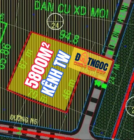 💥Bán đất 5840m² có sẵn 250m² thổ cư ngang 30m giá 40.5 tỷ tại Đường Kênh Trung  Ương Xã Bà Điểm
