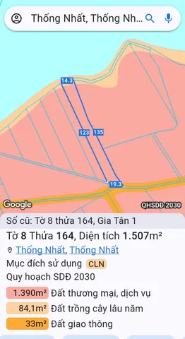 Bán đất 1507m² ngang 19m giá 2.3 tỷ tại Đường Đức Huy Xã Thống Nhất
