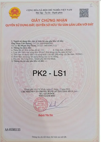 CHỦ GỬI BÁN CẮT LỖ TT TAM PHƯỚC LONG ĐIỀN - 850 TRIỆU