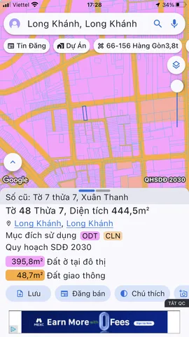 Bán đất 444,5m² có sẵn 200m² thổ cư ngang 10m giá 6 tỷ tại Đường 9 tháng 4 Phường Long Khánh