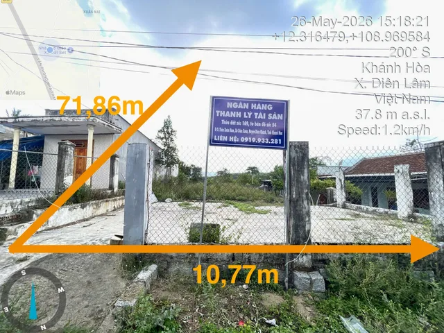 Bán đất 655m² có sẵn 100m² thổ cư ngang 10,77m giá 1.29 tỷ tại Xã Diên Lâm