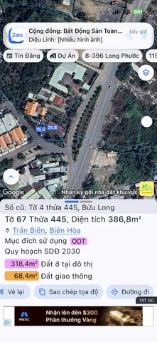 Bán đất 386,8m² full thổ cư ngang 30m giá 13 tỷ tại Phường Trấn Biên