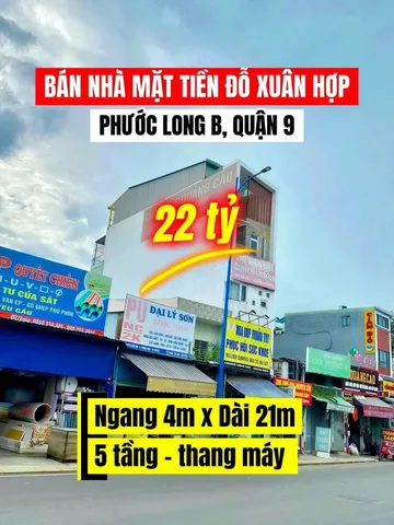 BÁN NHÀ MẶT TIỀN ĐƯỜNG ĐỔ XUÂN HỢP QUẬN 9 - 81M2 (4x21M) - 5 TẦNG, THANG MÁY MẶT TIỀN KINH DOANH SÁT CẦU RẠCH CHIẾC VÀ THE GLOBAL CITY - 22 TỶ