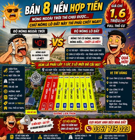 🔥 ĐỘ NÓNG CỦA 8 NỀN HỢP TIẾN ĐANG TĂNG CAO HƠN BAO GIỜ HẾT 🔥
😆 Khách đi xem đất giờ không còn kiểu:
“Để em suy nghĩ thêm…”