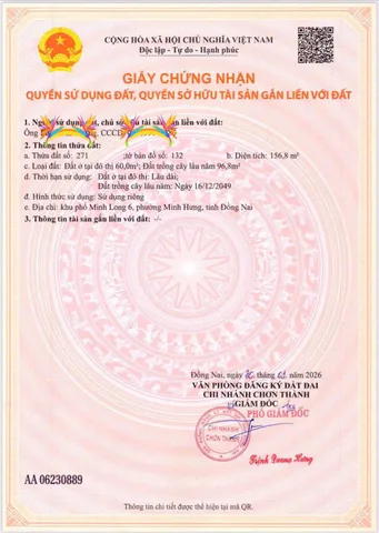 Bán đất khu phố Minh Long, phường Minh Hưng, Đồng nai