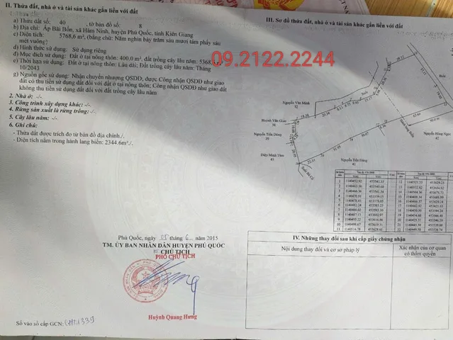 Bán đất 5768.6m² ngang 56m Bãi Bổn giá 25.96 tỷ tại Đặc khu Phú Quốc