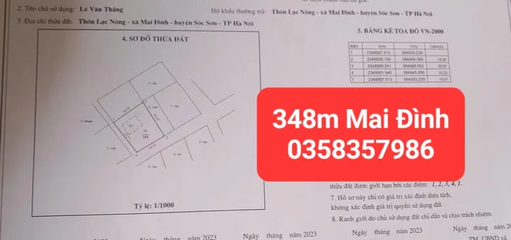 Bán nhà 348m² có sẵn 248m² thổ cư ngang 14.25m giá 22.67 tỷ tại Xã Sóc Sơn